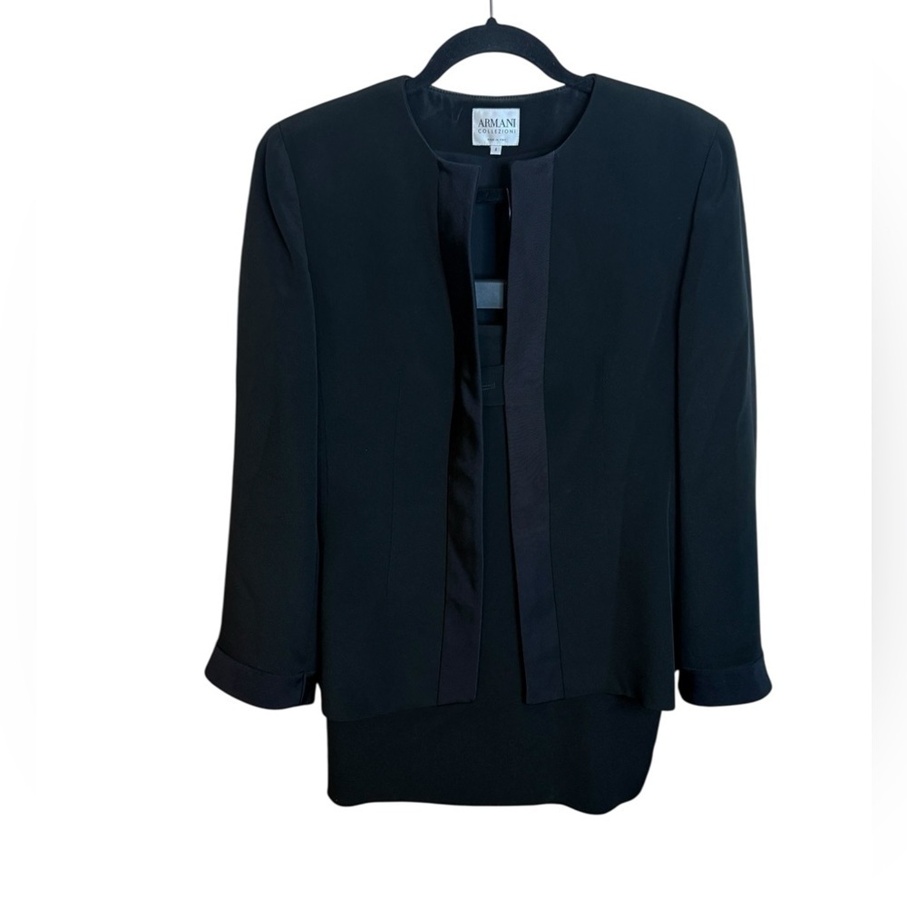 Armani Collezioni Classic Two Piece Black Skirt Suit Set